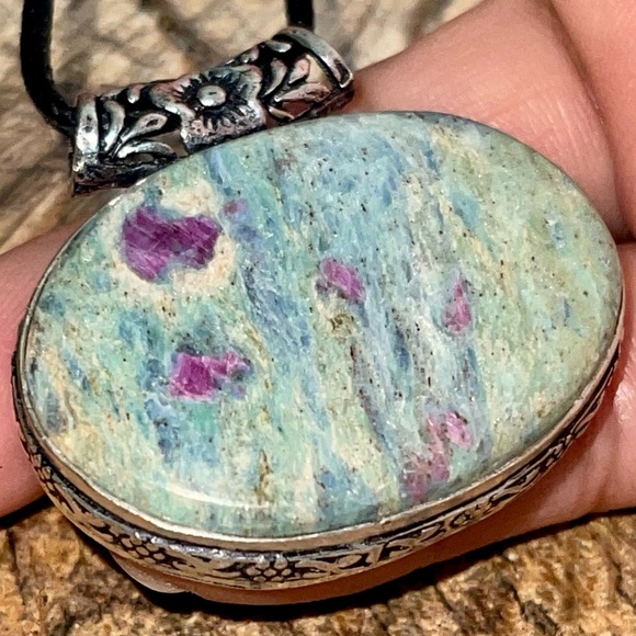 Thick Bail- Ruby Fuchsite Pendant 1 1/2”x 1 1/2” - Picture 5 of 11